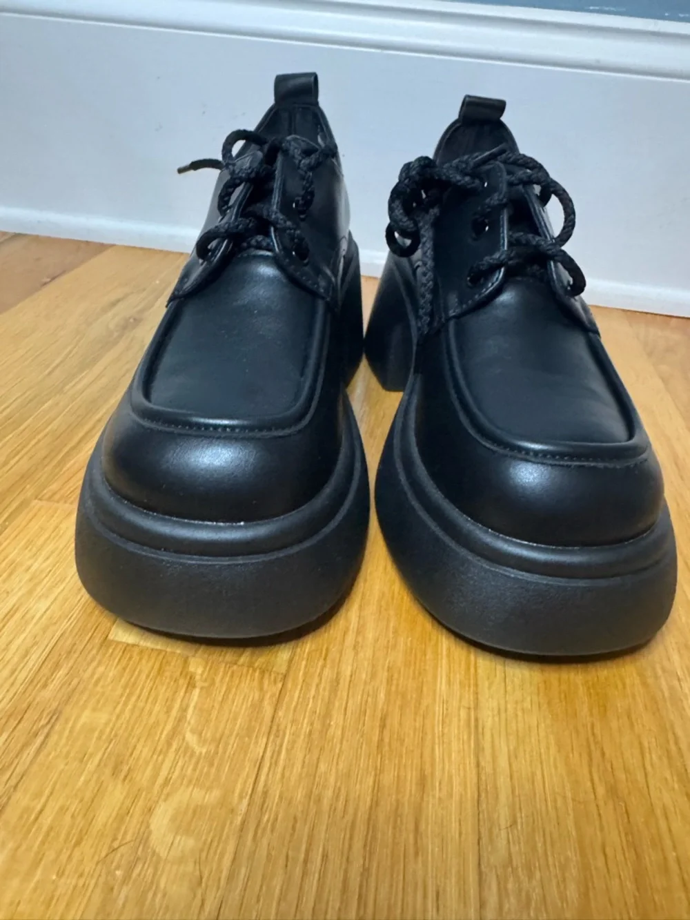 ALGF NEW Black Chunky Platform Oxford Shoes Size 7.5